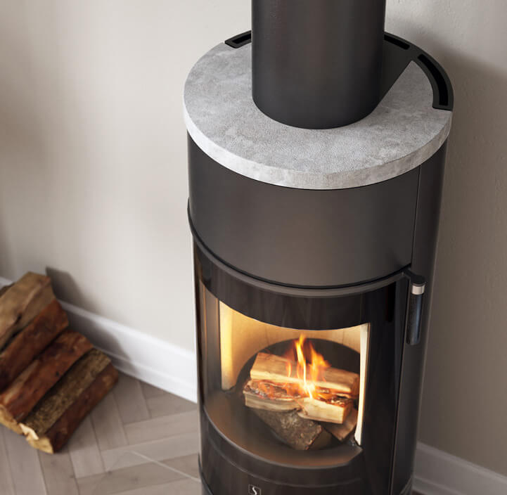 Black fireplace Scan 84 with optional soapstone top