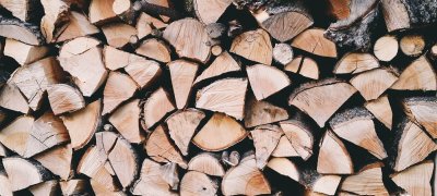Close-up of woodpile outdoors