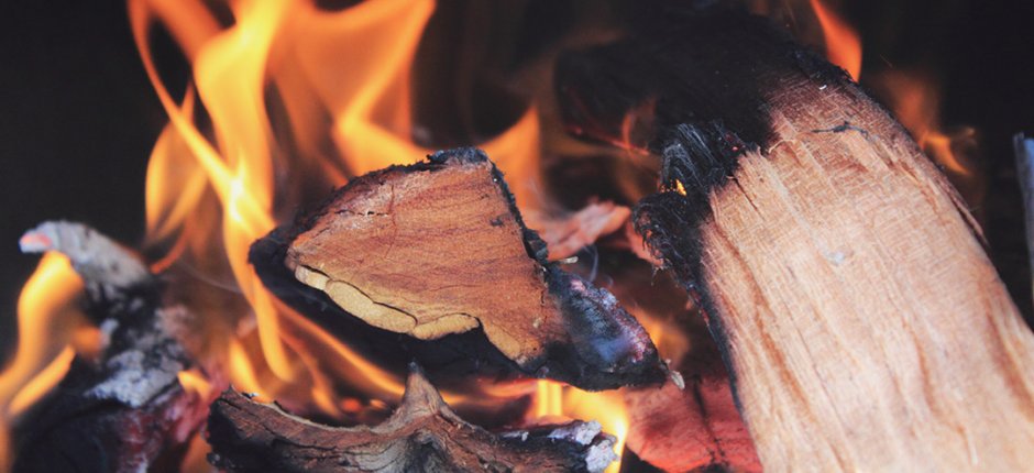 Logs with flames