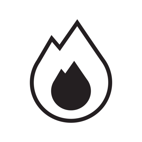 A black flame icon